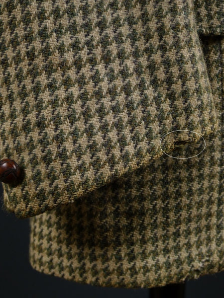 1950s 1960s Vintage Green Houndstooth Harris Tweed Jacket 44S