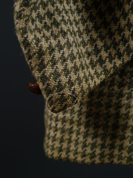 1950s 1960s Vintage Green Houndstooth Harris Tweed Jacket 44S