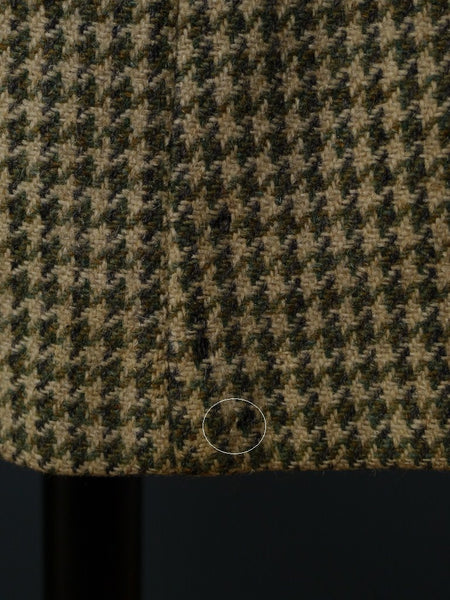 1950s 1960s Vintage Green Houndstooth Harris Tweed Jacket 44S