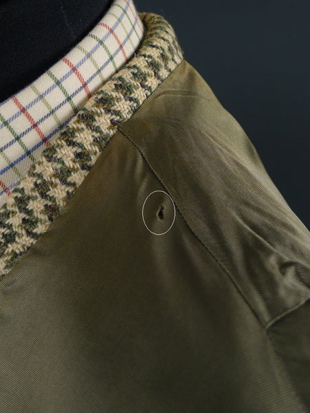 1950s 1960s Vintage Green Houndstooth Harris Tweed Jacket 44S