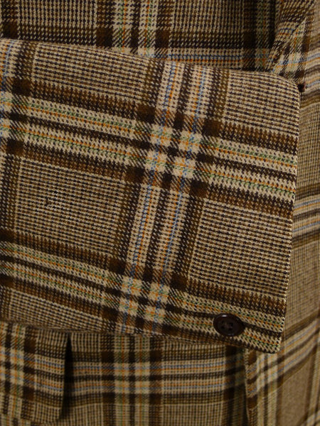 1960S 1970S Bold Check Brown Twist Wool Sports Jacket 39R