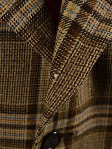 1960S 1970S Bold Check Brown Twist Wool Sports Jacket 39R