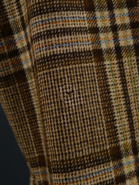 1960S 1970S Bold Check Brown Twist Wool Sports Jacket 39R