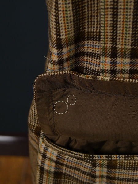 1960S 1970S Bold Check Brown Twist Wool Sports Jacket 39R