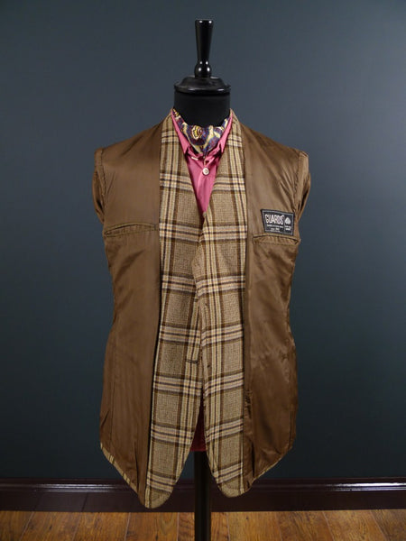 1960S 1970S Bold Check Brown Twist Wool Sports Jacket 39R