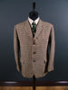1950s 1960s Vintage Heavyweight Cream / Red & Black Check Harris Tweed Jacket 42S