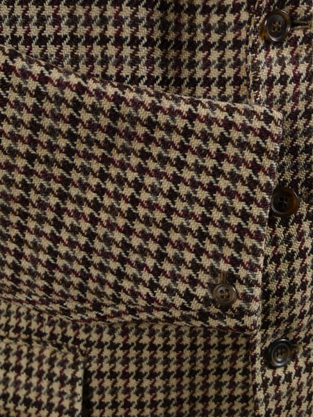 1950s 1960s Vintage Heavyweight Cream / Red & Black Check Harris Tweed Jacket 42S