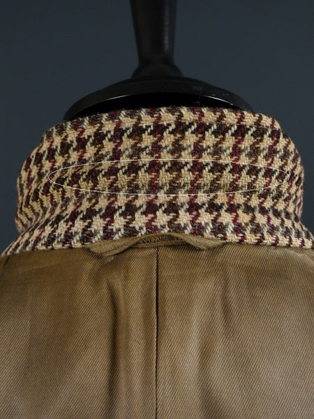 1950s 1960s Vintage Heavyweight Cream / Red & Black Check Harris Tweed Jacket 42S