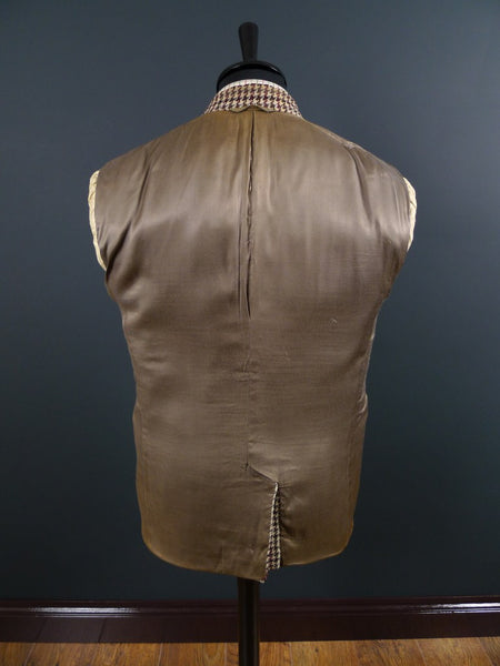 1950s 1960s Vintage Heavyweight Cream / Red & Black Check Harris Tweed Jacket 42S