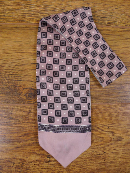 1950s 1960s Vintage Pale Pink & Charcoal Grey Pattern Rayon Cravat