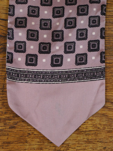 1950s 1960s Vintage Pale Pink & Charcoal Grey Pattern Rayon Cravat