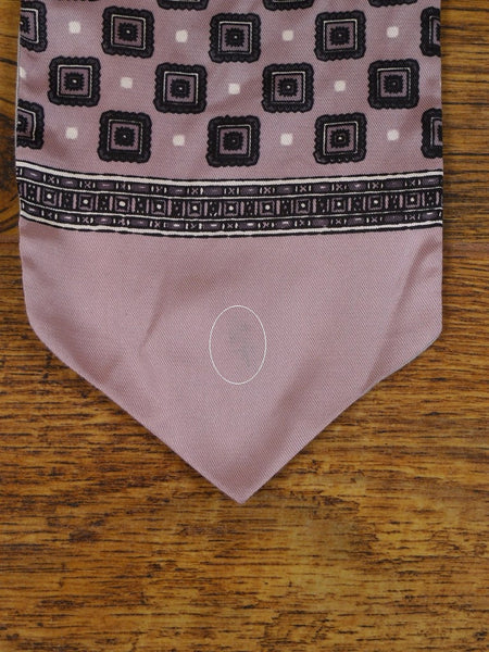 1950s 1960s Vintage Pale Pink & Charcoal Grey Pattern Rayon Cravat