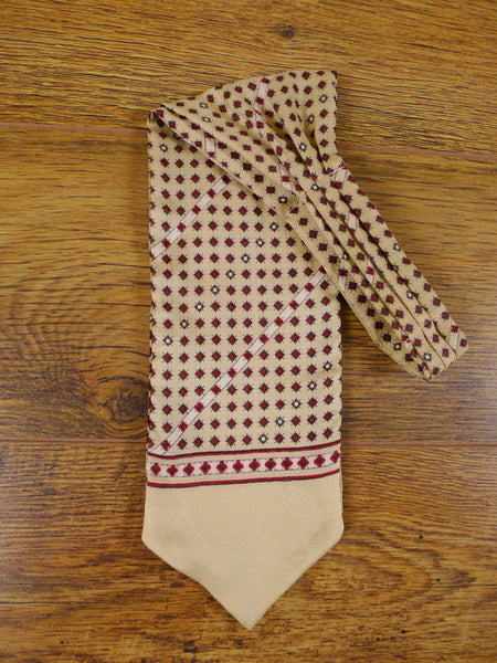 1950s 1960s Vintage Cream / Red Pattern Rayon Cravat