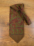 1950s 1960s Vintage Brown / Red & Green Paisley Pattern Rayon Cravat