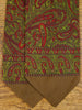 1950s 1960s Vintage Brown / Red & Green Paisley Pattern Rayon Cravat