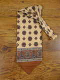 1950s 1960s Vintage Cream / Black & Brown Pattern Rayon Cravat