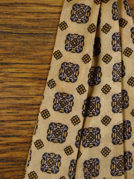 1950s 1960s Vintage Cream / Grey & Black Pattern Rayon Cravat