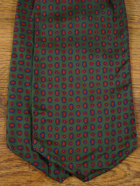 1950s 1960s Vintage Green / Red & Blue Pattern Rayon Cravat