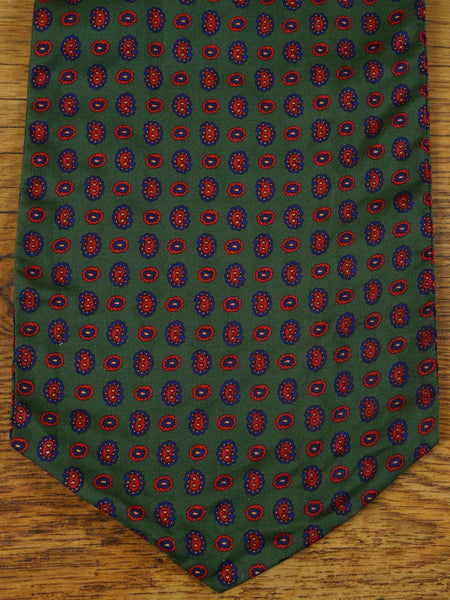 1950s 1960s Vintage Green / Red & Blue Pattern Rayon Cravat