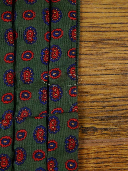 1950s 1960s Vintage Green / Red & Blue Pattern Rayon Cravat