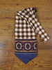 1950s 1960s White / Blue & Beige Pattern Rayon Cravat