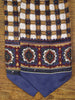 1950s 1960s White / Blue & Beige Pattern Rayon Cravat