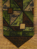 1950s Vintage Brown / Green Geometric Pattern Rayon Cravat