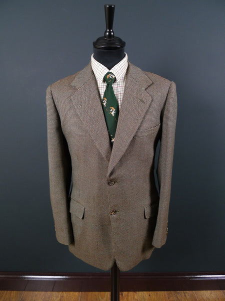 1960 Savile Row Bespoke Green / Brown Fine Check Tweed Jacket 38-40R