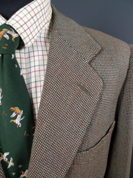 1960 Savile Row Bespoke Green / Brown Fine Check Tweed Jacket 38-40R