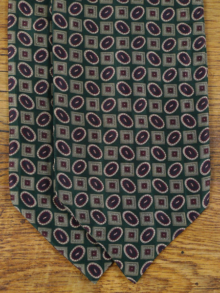 1950s 1960s Green / Burgundy Geometric Pattern Cravat