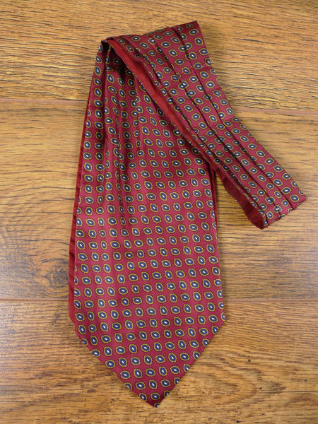 1950s 1960s Vintage Red & Blue Pattern Silk & Cotton Cravat