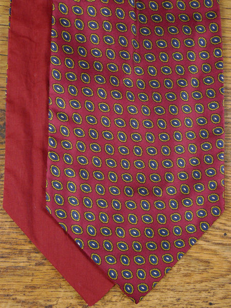 1950s 1960s Vintage Red & Blue Pattern Silk & Cotton Cravat