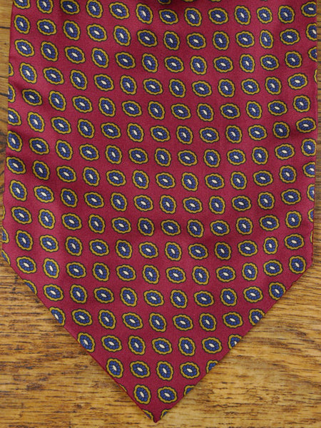 1950s 1960s Vintage Red & Blue Pattern Silk & Cotton Cravat
