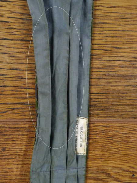 1950s 1960s Vintage Green / Blue Paisley Pattern Silk & Cotton Cravat