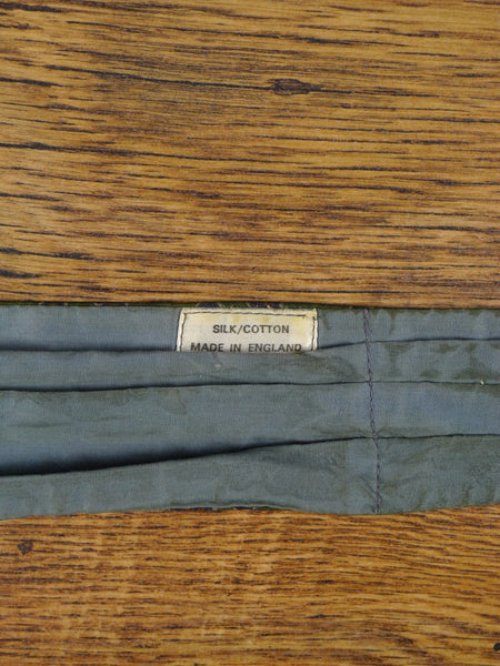 1950s 1960s Vintage Green / Blue Paisley Pattern Silk & Cotton Cravat