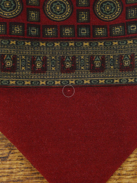 1950s 1960s Vintage Red / Black & Greed Pattern Rayon Cravat