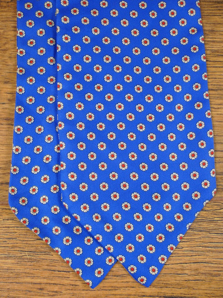 1950s 1960s Vintage Blue / Red & White Floral Pattern Rayon Cravat