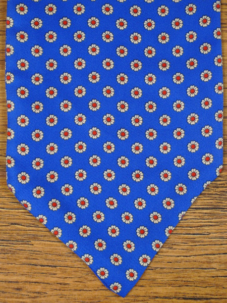 1950s 1960s Vintage Blue / Red & White Floral Pattern Rayon Cravat