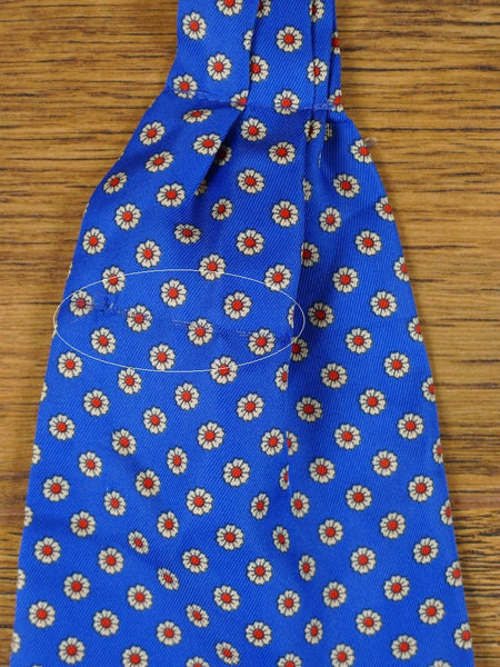 1950s 1960s Vintage Blue / Red & White Floral Pattern Rayon Cravat