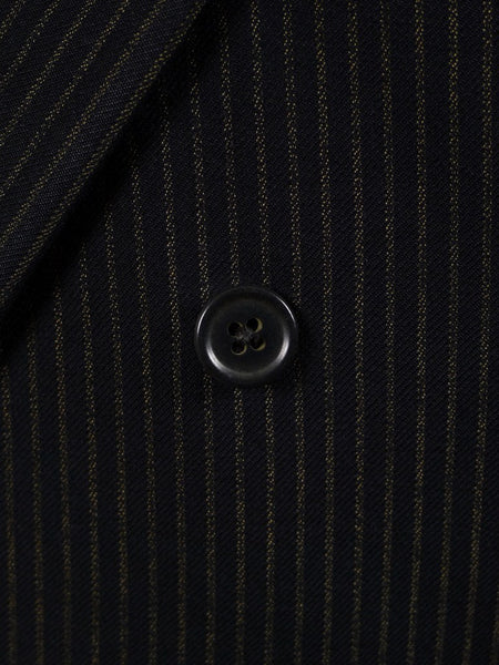 1953 Savile Row Bespoke Black D/B Rope-Stripe Suit in 1940s Style 38R