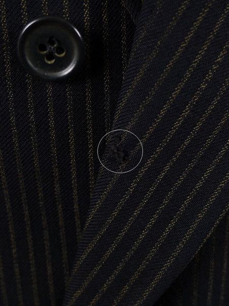 1953 Savile Row Bespoke Black D/B Rope-Stripe Suit in 1940s Style 38R