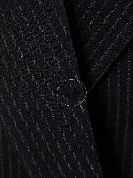 1953 Savile Row Bespoke Black D/B Rope-Stripe Suit in 1940s Style 38R