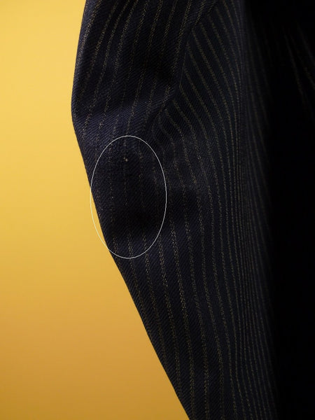 1953 Savile Row Bespoke Black D/B Rope-Stripe Suit in 1940s Style 38R