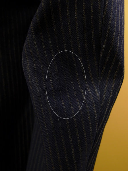 1953 Savile Row Bespoke Black D/B Rope-Stripe Suit in 1940s Style 38R