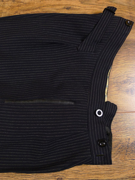 1953 Savile Row Bespoke Black D/B Rope-Stripe Suit in 1940s Style 38R