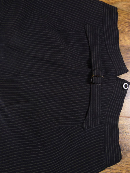 1953 Savile Row Bespoke Black D/B Rope-Stripe Suit in 1940s Style 38R