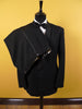 1950s 1960s English-Cut Black Wool DJ Dinner Suit 42R