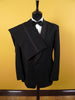 1950s 1960s English-Cut Black Wool DJ Dinner Suit 42R
