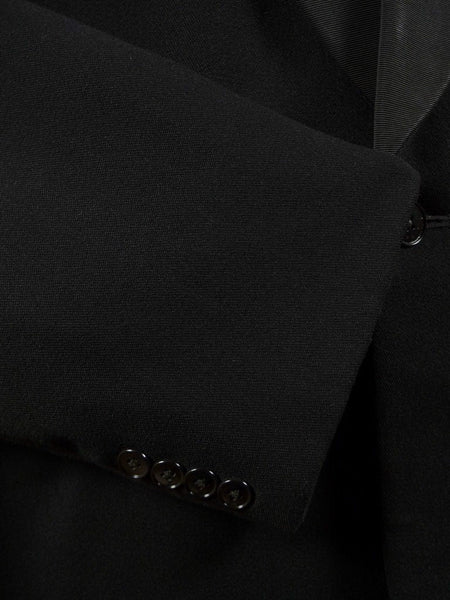 1950s 1960s English-Cut Black Wool DJ Dinner Suit 42R