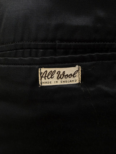 1950s 1960s English-Cut Black Wool DJ Dinner Suit 42R